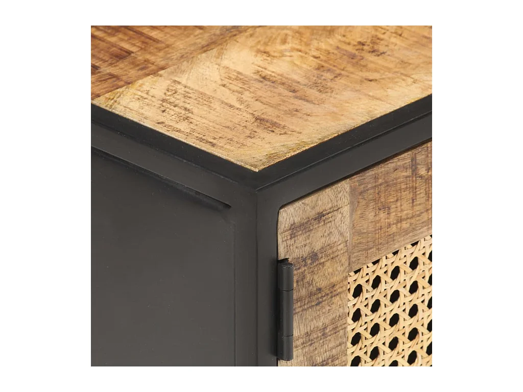 Mueble para TV  | Gabinete de TV |  Mueble de salón madera mango rugosa y caña natural 90x30x40 cm