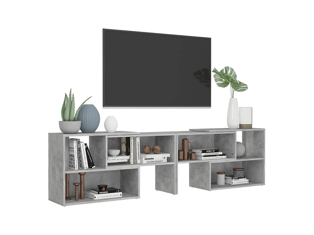 Mueble de TV | Mueble de salón madera contrachapada gris hormigón 149x30x52 cm