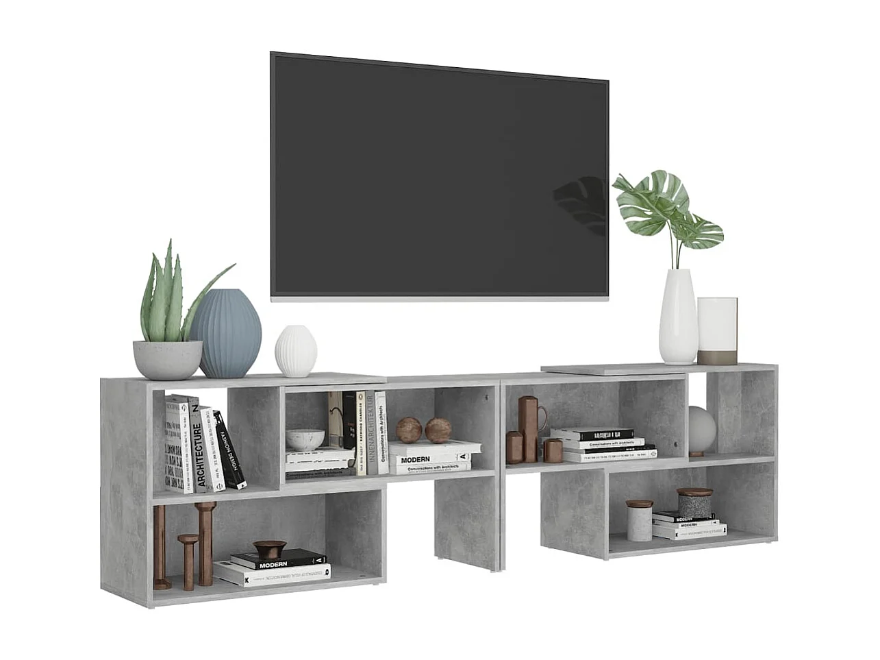 Mueble de TV | Mueble de salón madera contrachapada gris hormigón 149x30x52 cm