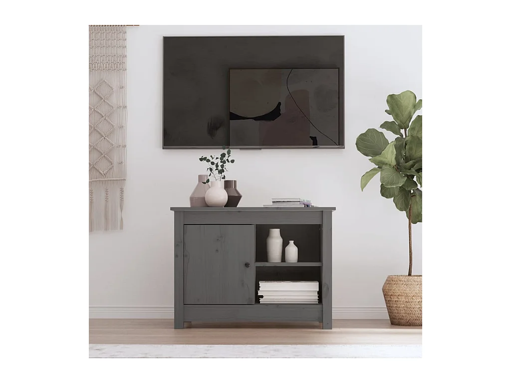 Mueble de TV | Mueble de salón de madera maciza de pino gris 70x36,5x52 cm