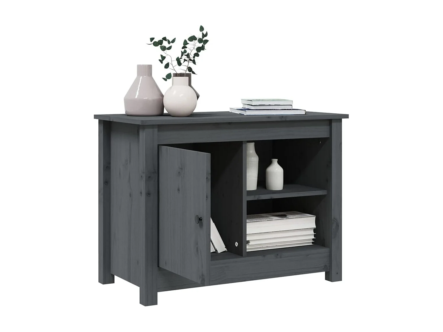 Mueble de TV | Mueble de salón de madera maciza de pino gris 70x36,5x52 cm