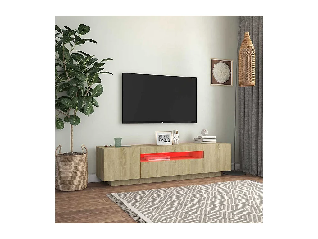 Mueble de TV | Mueble de salón con luces LED roble Sonoma 160x35x40 cm