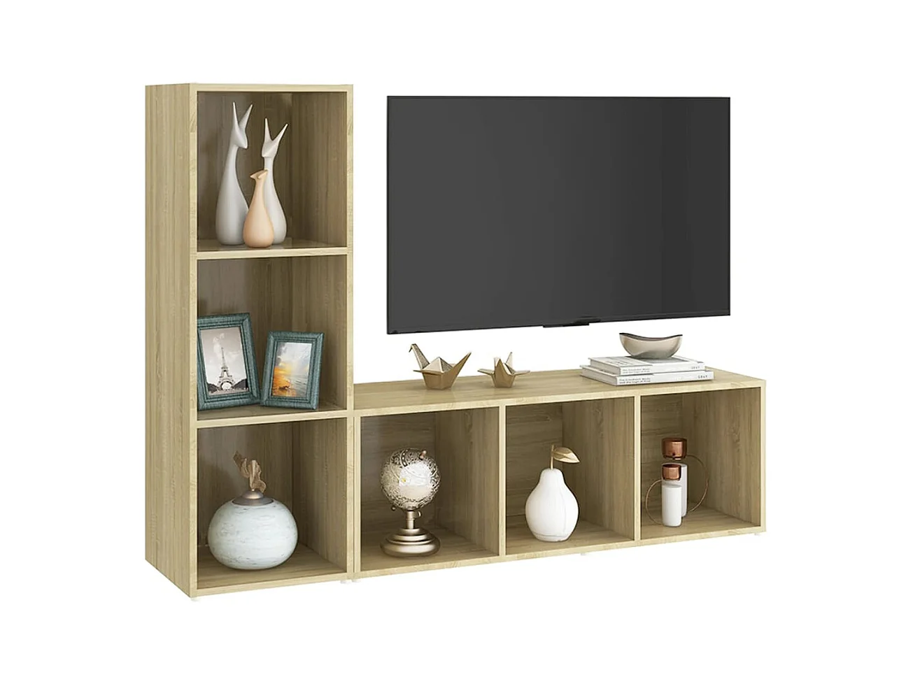 Muebles de salón | Gabinetes de TV |  Muebles de TV 2 piezas madera de ingeniería roble Sonoma