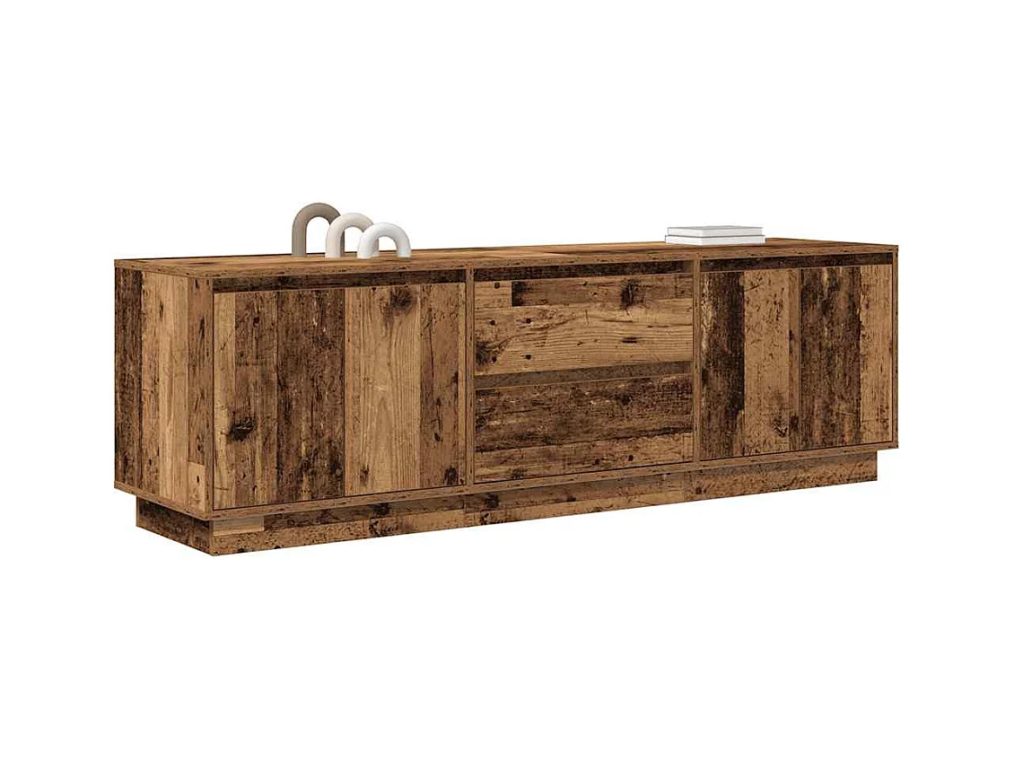 Meuble TV | Banc TV | Armoire TV avec éclairage LED vieux bois 160,5x41x50 cm