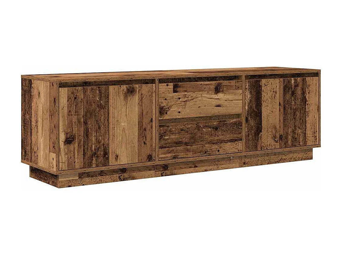 Meuble TV | Banc TV | Armoire TV avec éclairage LED vieux bois 160,5x41x50 cm