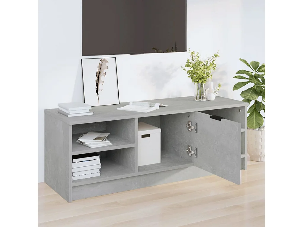 Mueble de TV | Mueble de salón madera contrachapada gris hormigón 102x35,5x36,5cm