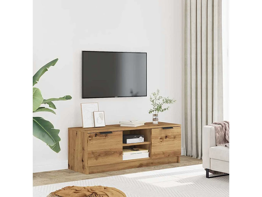 Mueble de TV | Mueble de salón madera contrachapada artisan roble 102x35x36,5 cm