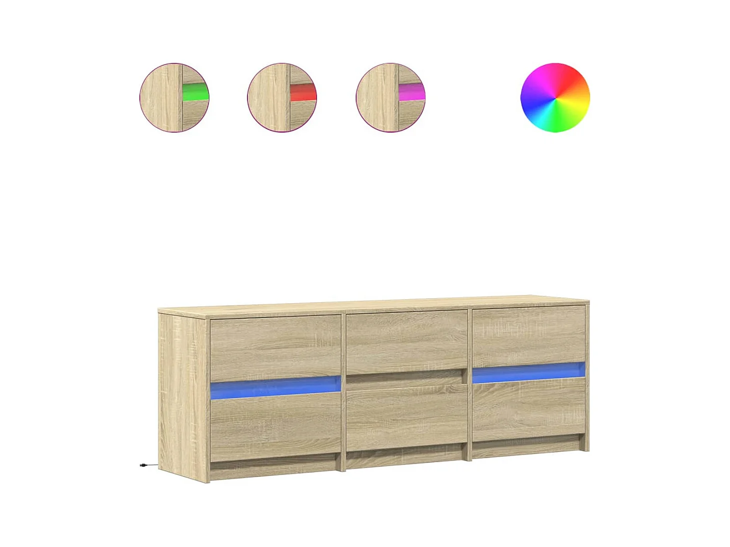 Mueble de TV | Mueble de salón LED madera de ingeniería roble Sonoma 140x34x50 cm