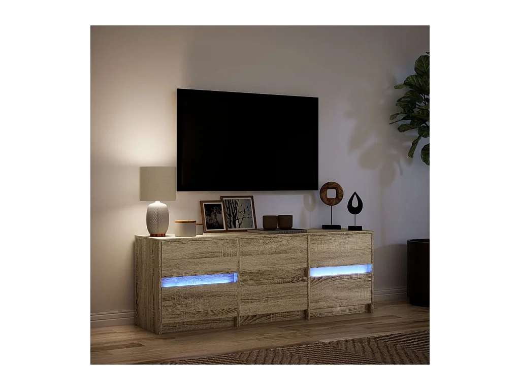 Mueble de TV | Mueble de salón LED madera de ingeniería roble Sonoma 140x34x50 cm