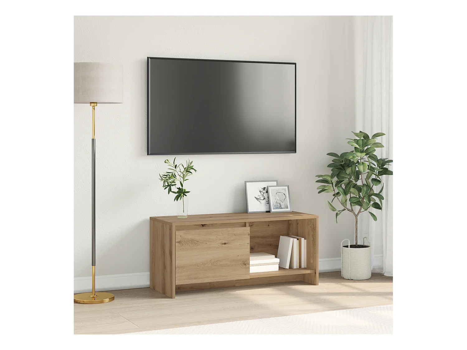 Meuble TV | Banc TV | Armoire TV chêne artisanal Bois d'ingénierie