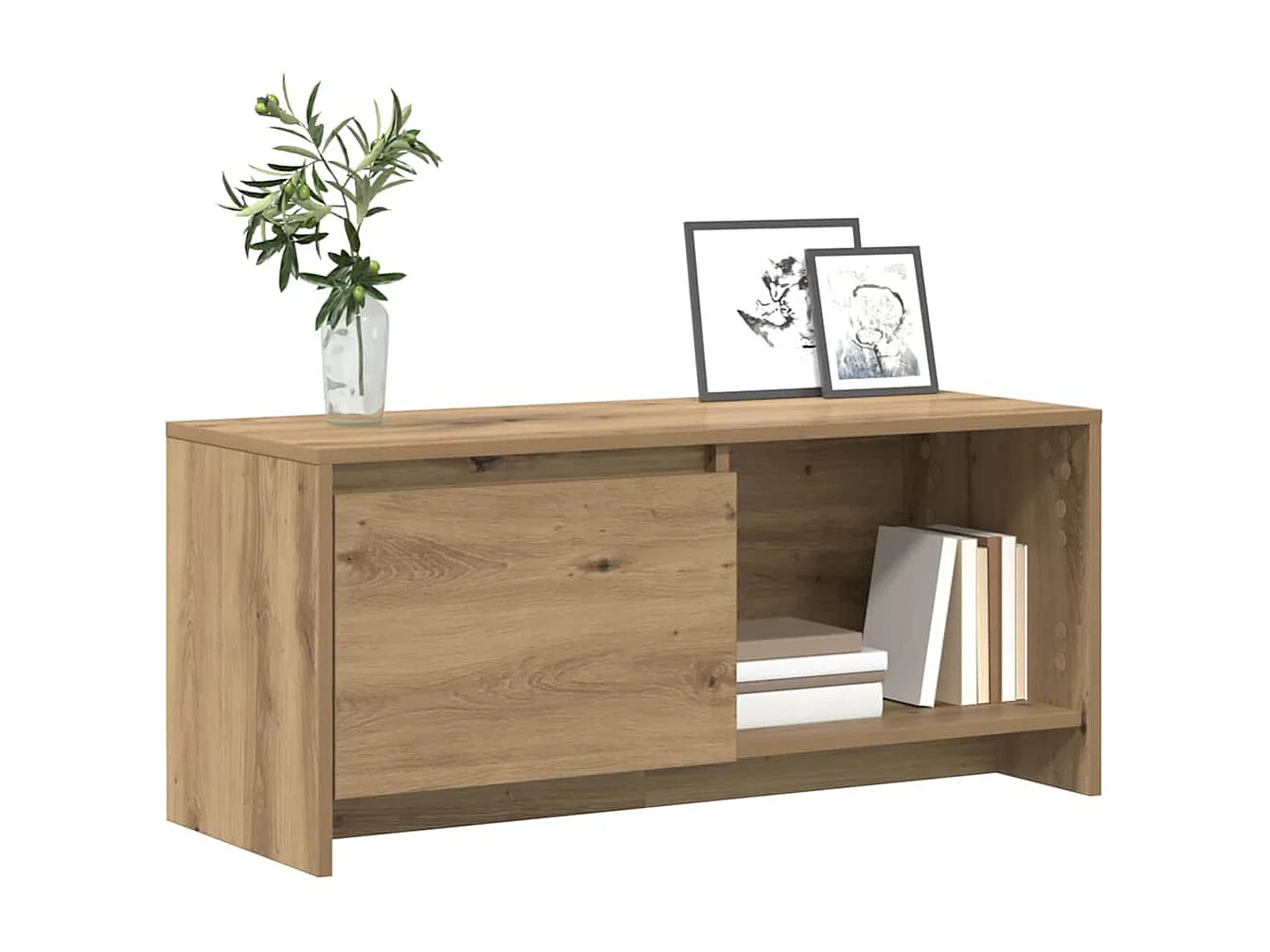 TV-stand artisanaal eikenkleurig Bewerkt hout