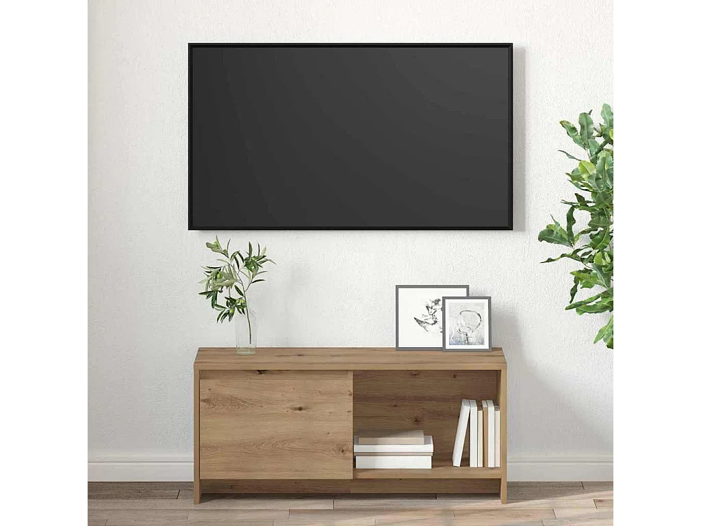 TV-stand artisanaal eikenkleurig Bewerkt hout