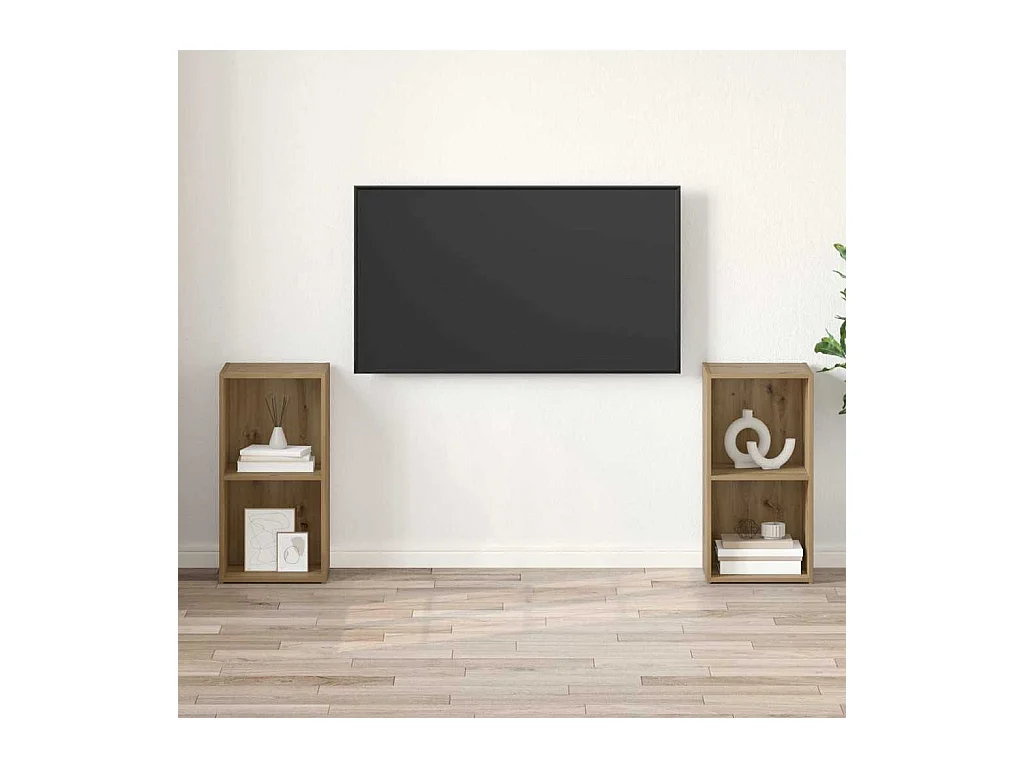 Conjunto de Mueble de TV | Mueble de salón 2 pcs Roble artisan 72 x 35 x 36.5 cm