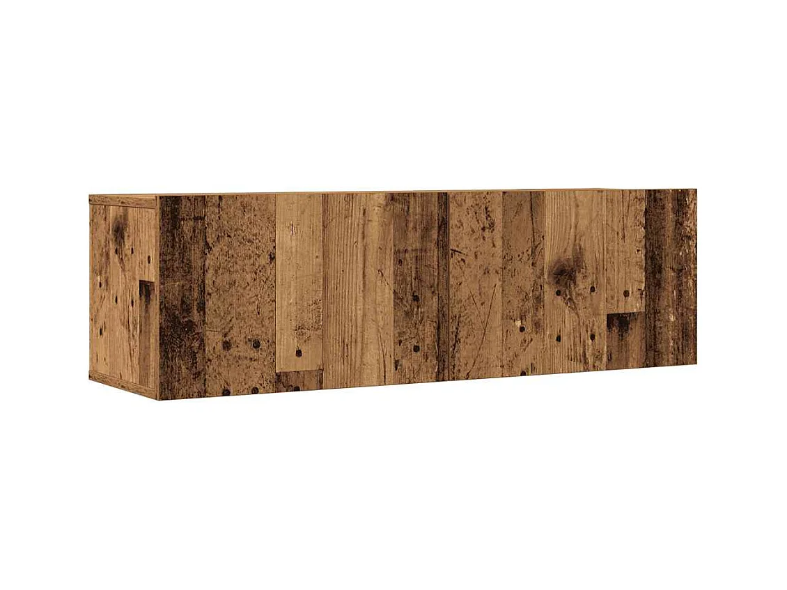 7-delig Tv-meubelset | Tv-Bank | TV-kast wandmontage bewerkt hout oud houtkleurig