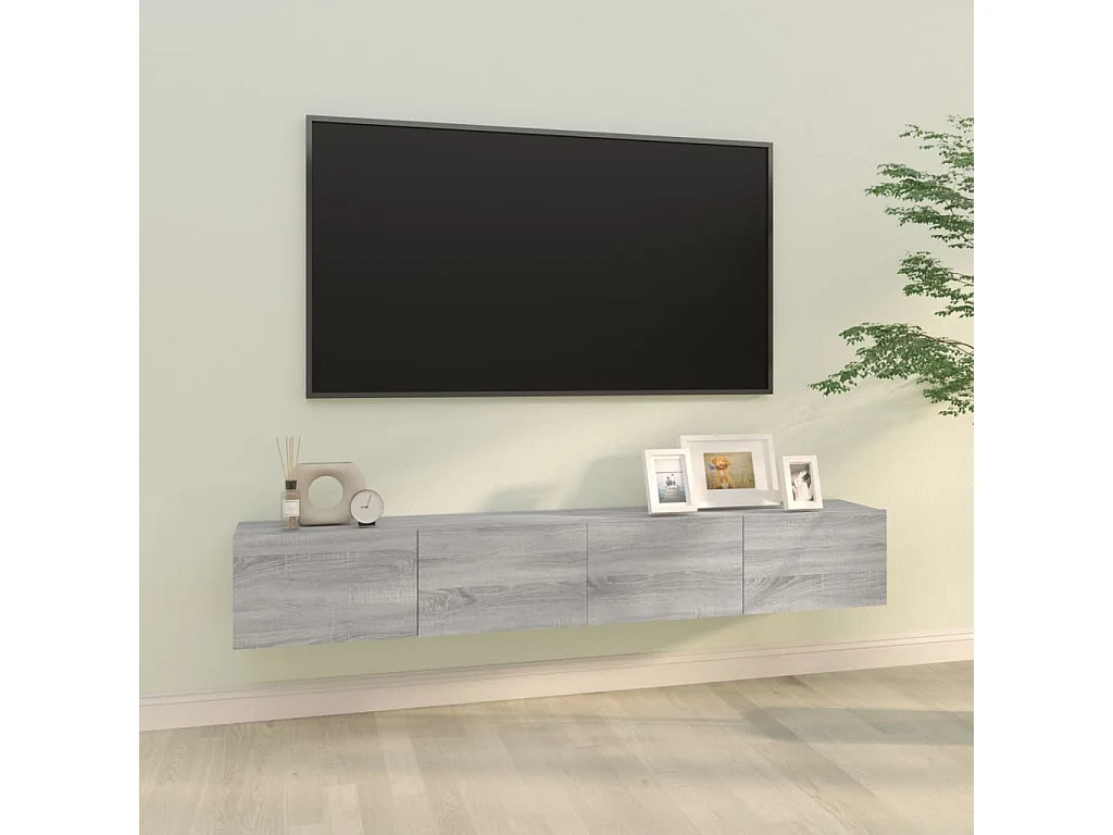 Muebles de pared para TV | Gabinetes de TV |  Muebles de salón 2 uds madera gris Sonoma 100x30x30 cm