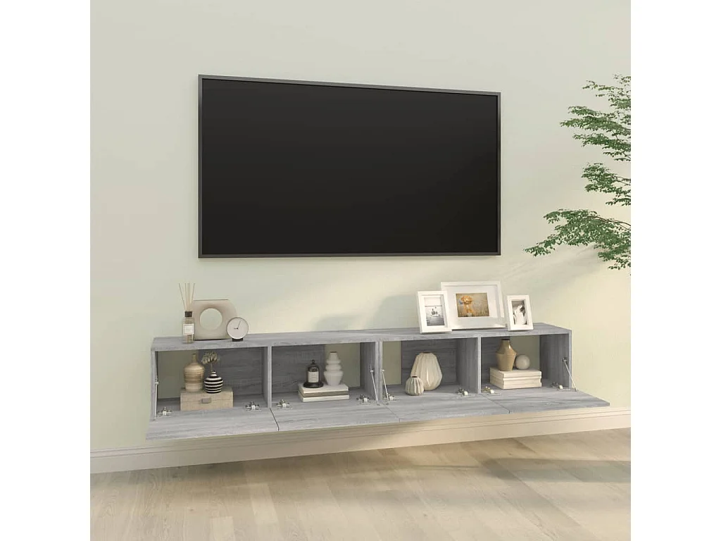 Muebles de pared para TV | Gabinetes de TV |  Muebles de salón 2 uds madera gris Sonoma 100x30x30 cm