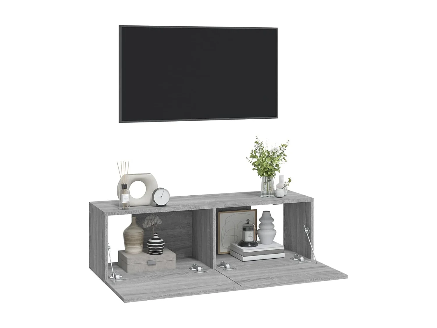 Muebles de pared para TV | Gabinetes de TV |  Muebles de salón 2 uds madera gris Sonoma 100x30x30 cm