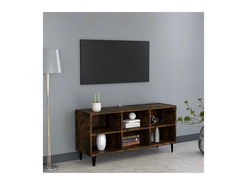 Mueble de TV | Mueble de salón con patas de metal roble ahumado 103,5x30x50 cm