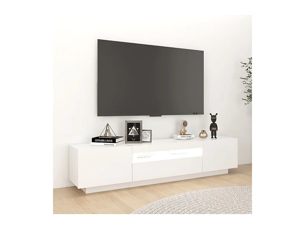 Mueble para TV  | Gabinete de TV |  Mueble de salón con luces LED blanco 180x35x40 cm