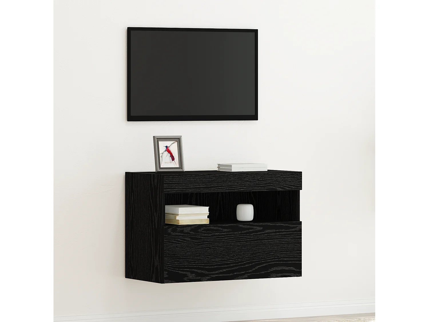 Mueble de TV | Mueble de salón Montado en la Pared Roble negro 60 x 30 x 40 cm
