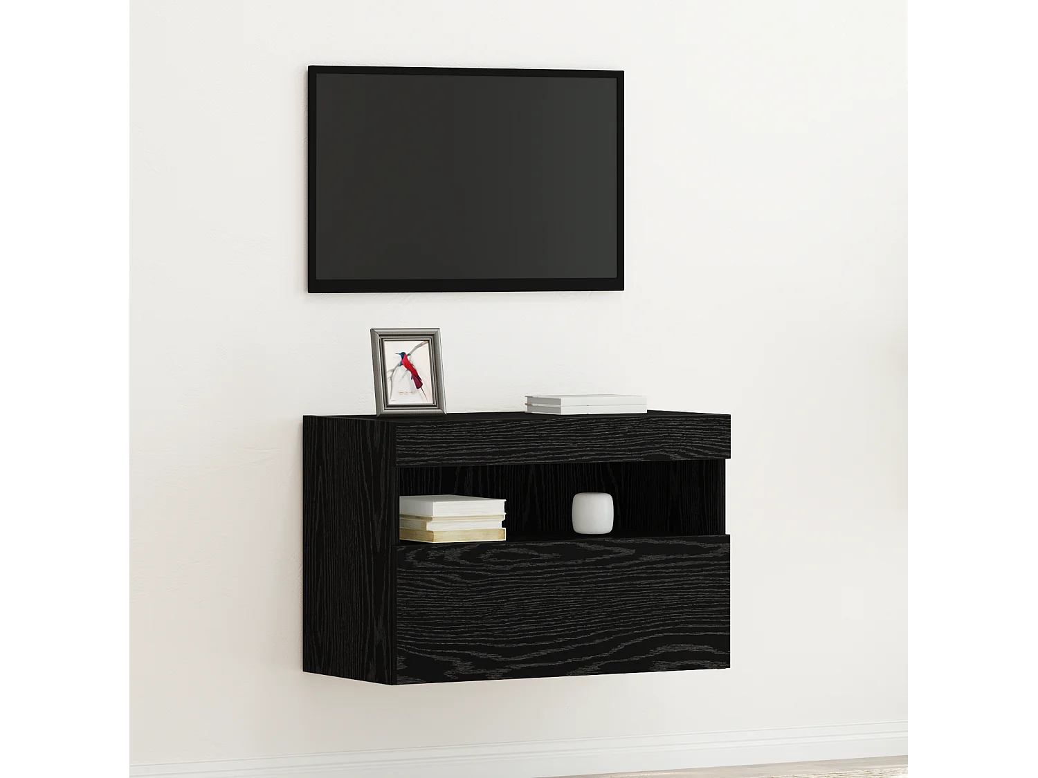 Mueble de TV | Mueble de salón Montado en la Pared Roble negro 60 x 30 x 40 cm