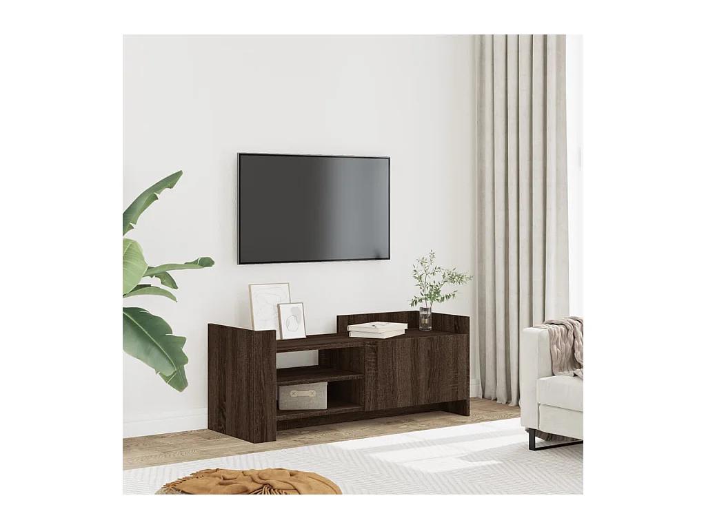 Mueble TV | Gabinete de TV | Mueble de salón madera contrachapada color marrón roble 100x35x40 cm