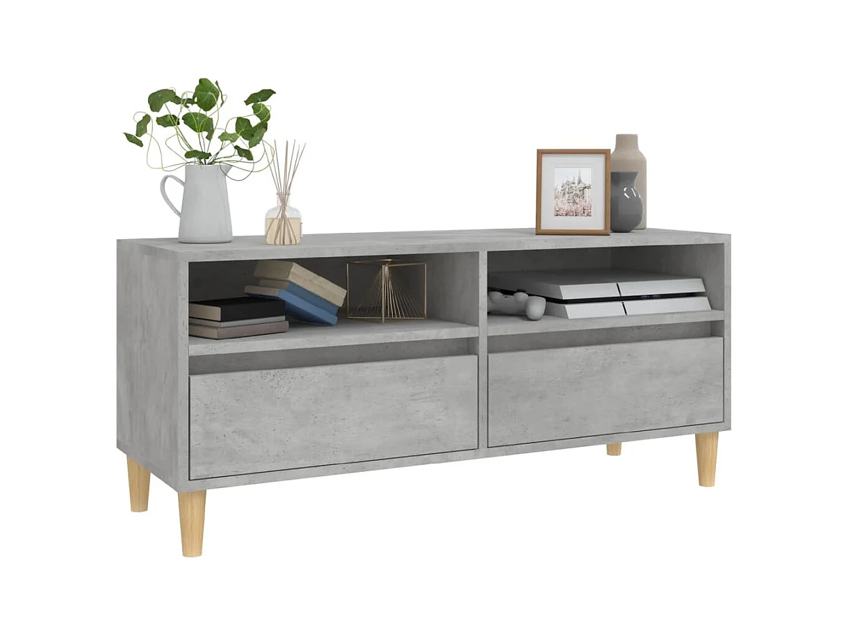 Mueble de TV | Mueble de salón madera contrachapada gris hormigón 100x34,5x44,5cm
