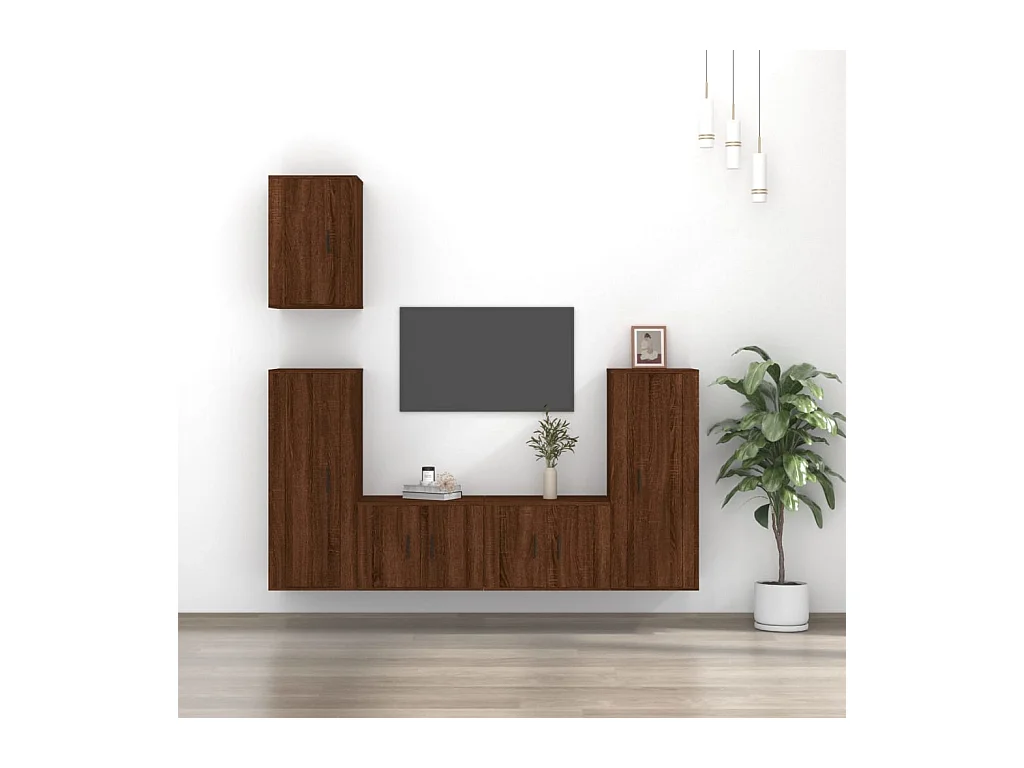 Ensemble de meubles TV | Bancs TV | Armoires TV 5 pcs Chêne marron Bois d'ingénierie