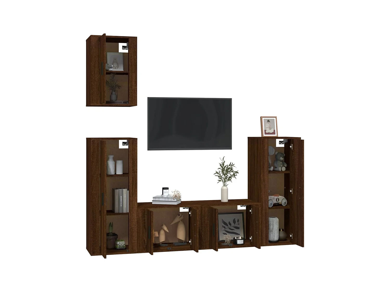 Ensemble de meubles TV | Bancs TV | Armoires TV 5 pcs Chêne marron Bois d'ingénierie