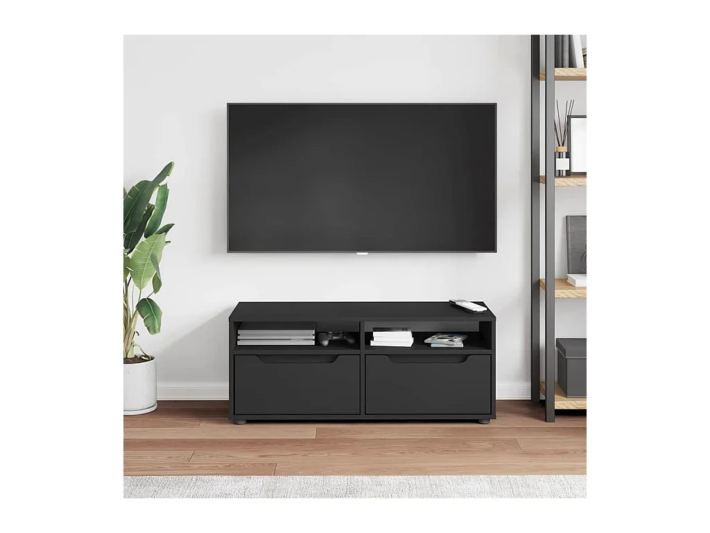 Mueble de TV | Mueble de salón VISNES negro 100x40x38 cm madera de ingeniería