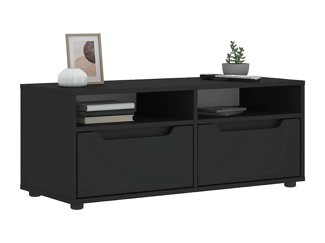 Mueble de TV | Mueble de salón VISNES negro 100x40x38 cm madera de ingeniería