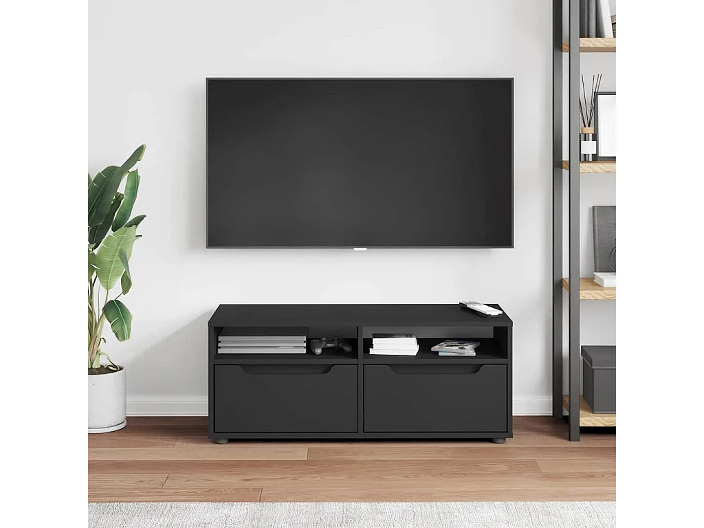 Mueble de TV | Mueble de salón VISNES negro 100x40x38 cm madera de ingeniería