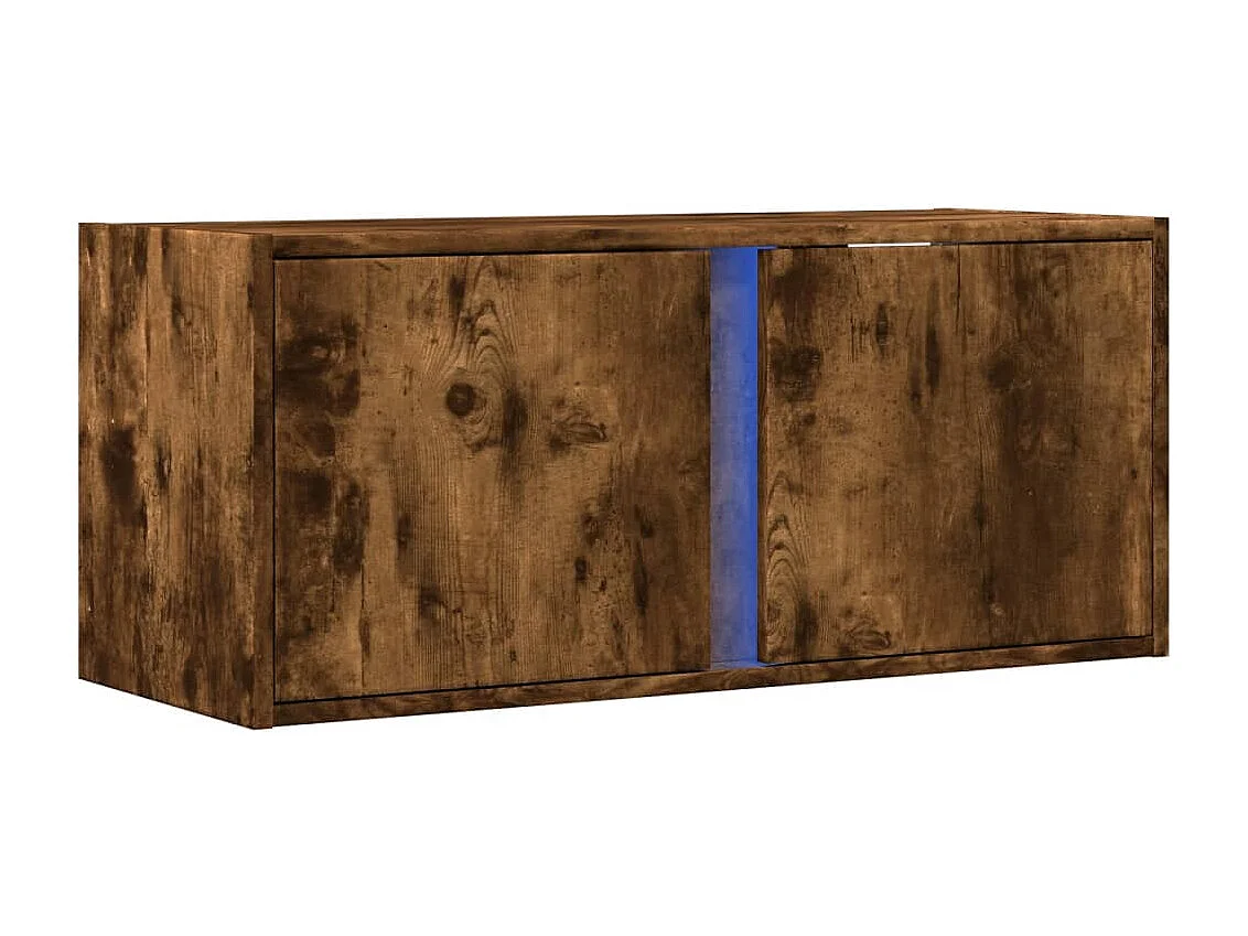 Tv-wandmeubel | TV-kast | Tv-Bank met LED-verlichting 80x31x35 cm gerookt eiken