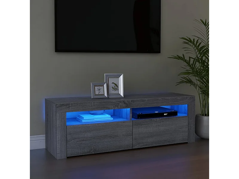 Mueble de TV | Mueble de salón con luces LED gris Sonoma 120x35x40 cm