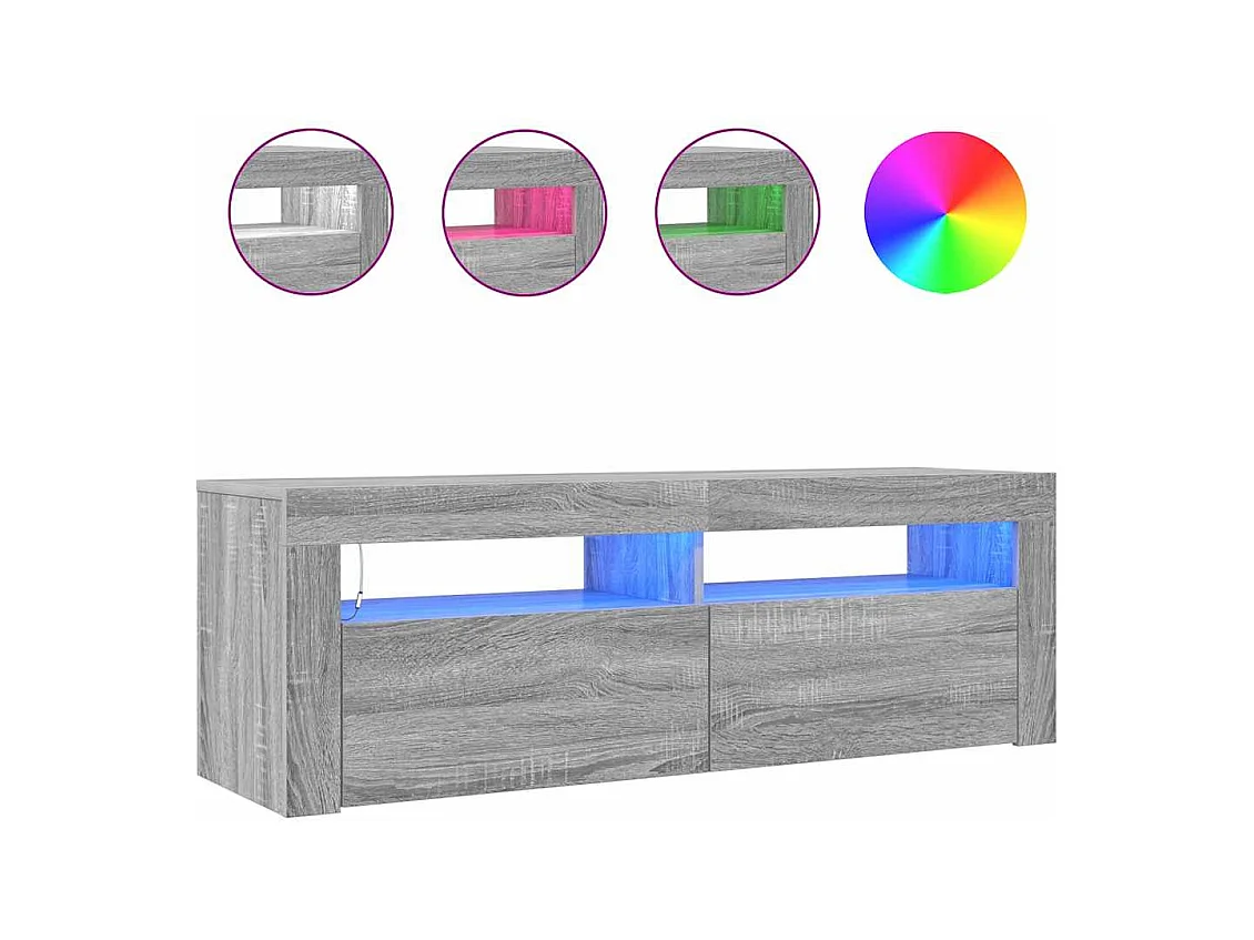 Mueble de TV | Mueble de salón con luces LED gris Sonoma 120x35x40 cm