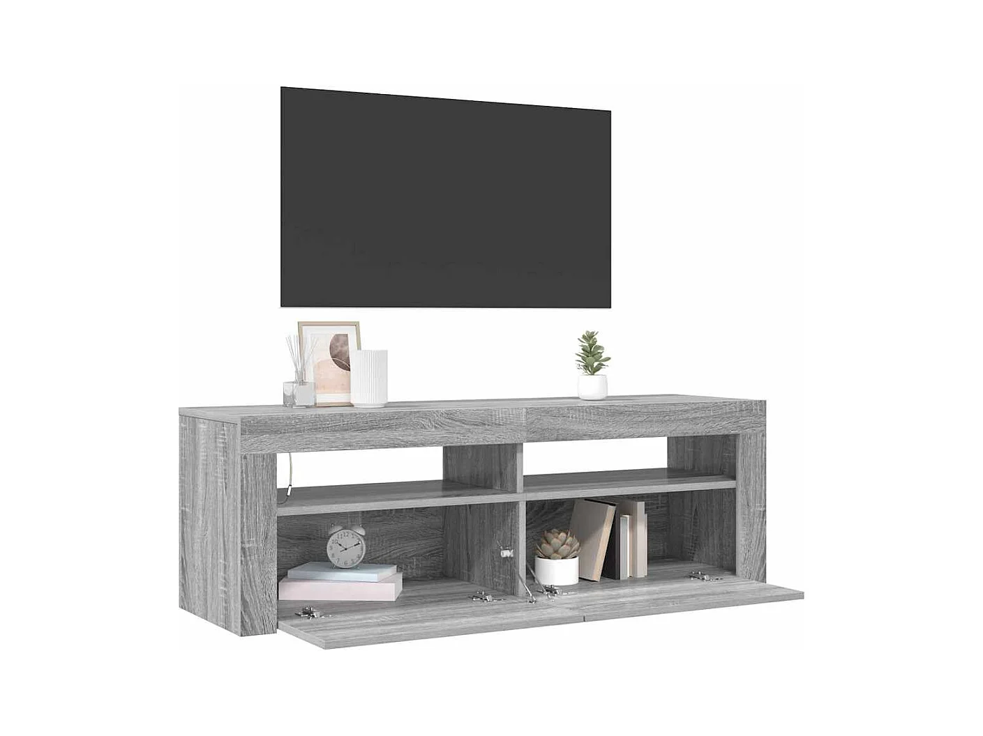 Mueble de TV | Mueble de salón con luces LED gris Sonoma 120x35x40 cm