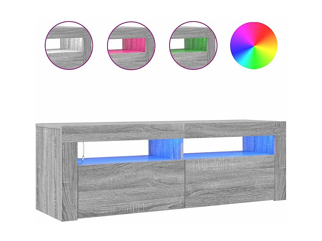 Mueble de TV | Mueble de salón con luces LED gris Sonoma 120x35x40 cm