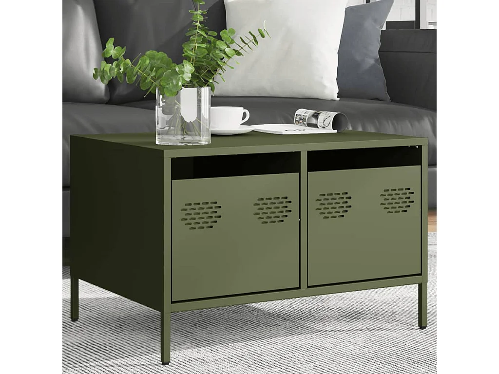 Meuble TV | Banc TV | Armoire TV vert olive 68x50x43,5 cm acier laminé à froid