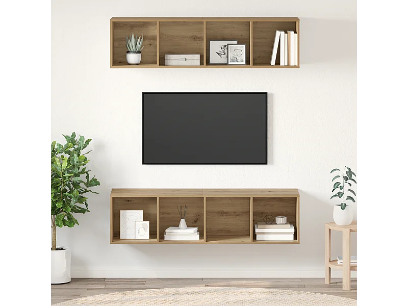 Tv-meubelset | Tv-Bank | TV-kast 2 pcs artisanaal eikenkleurig 37 x 37 x 142.5 cm