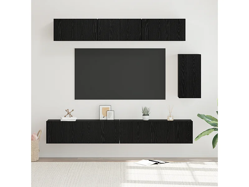 Conjunto de Mueble de TV | Mueble de salón 6 pcs Roble negro 100 x 30 x 30 cm