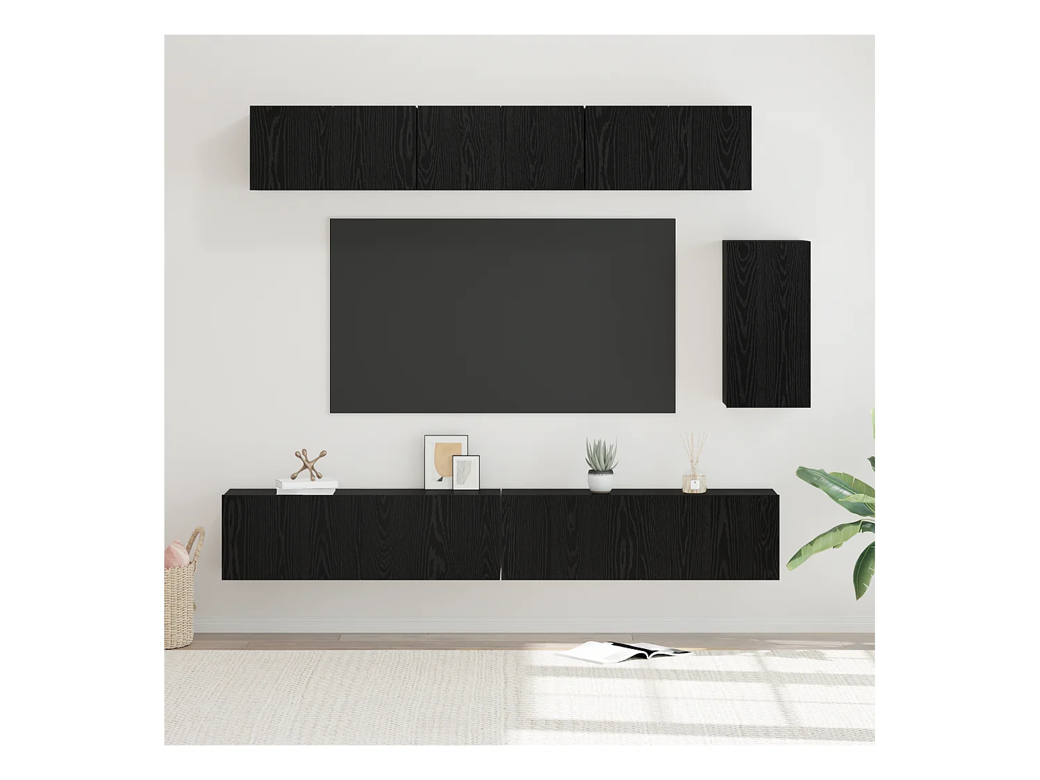 Conjunto de Mueble de TV | Mueble de salón 6 pcs Roble negro 100 x 30 x 30 cm