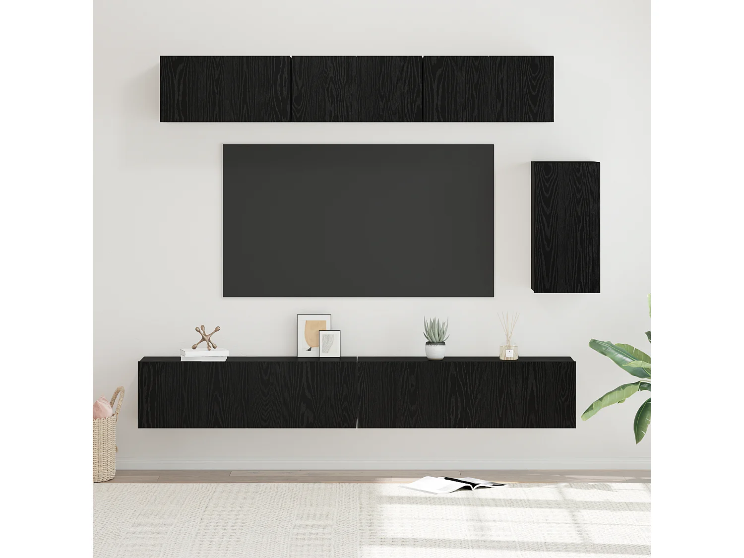 Conjunto de Mueble de TV | Mueble de salón 6 pcs Roble negro 100 x 30 x 30 cm