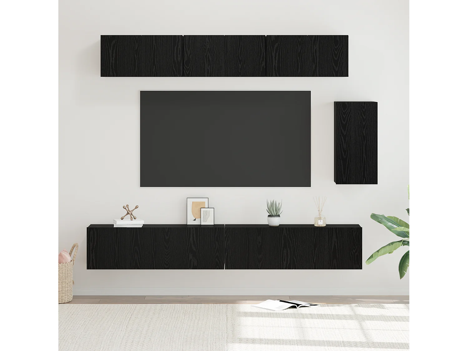 Conjunto de Mueble de TV | Mueble de salón 6 pcs Roble negro 100 x 30 x 30 cm