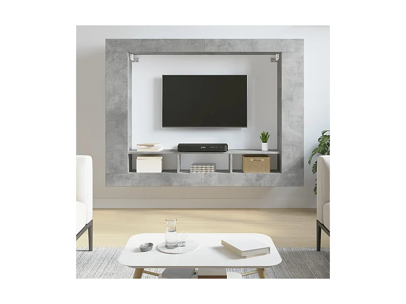 Mueble para TV  | Gabinete de TV |  Mueble de salón madera de ingeniería gris hormigón 152x22x113 cm