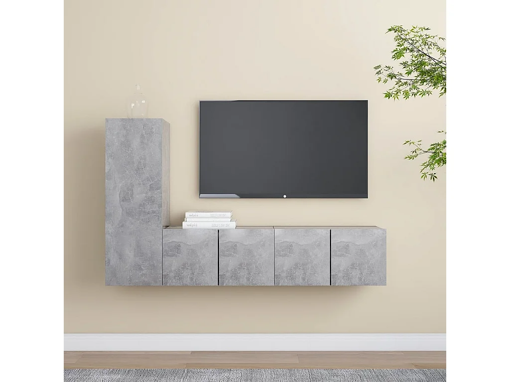 Ensemble de meubles TV | Bancs TV | Armoires TV 3 pcs Gris béton Bois d'ingénierie