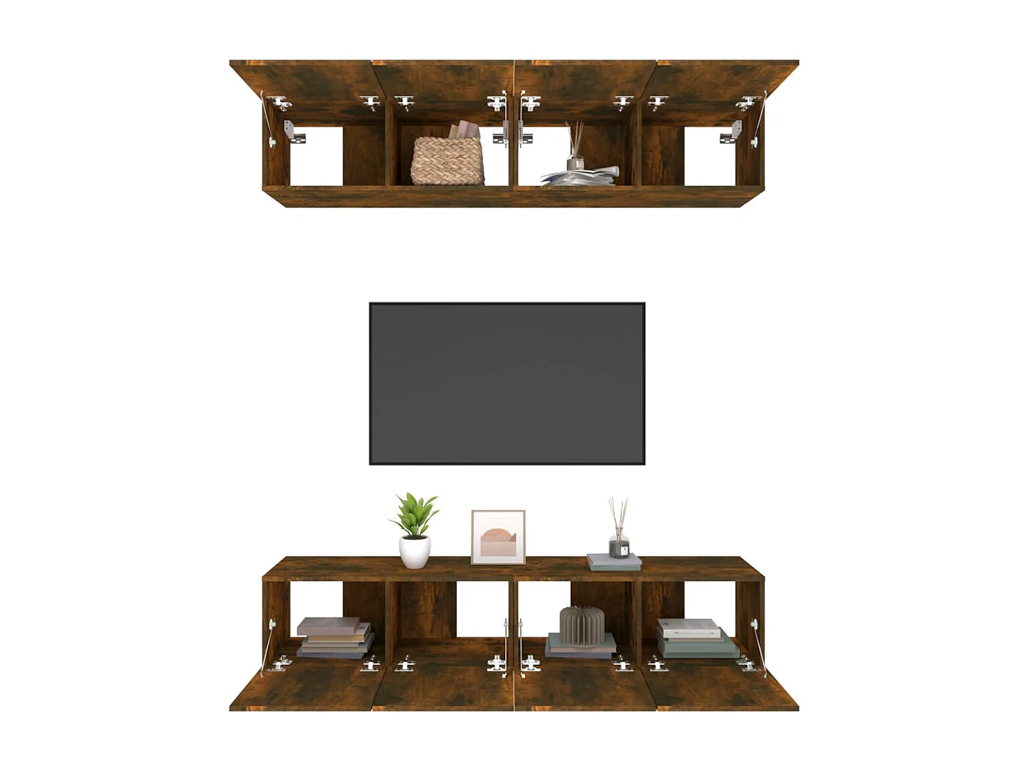 Meubles TV | Bancs TV | Armoires TV 4 pcs chêne fumé 80x30x30 cm bois d'ingénierie