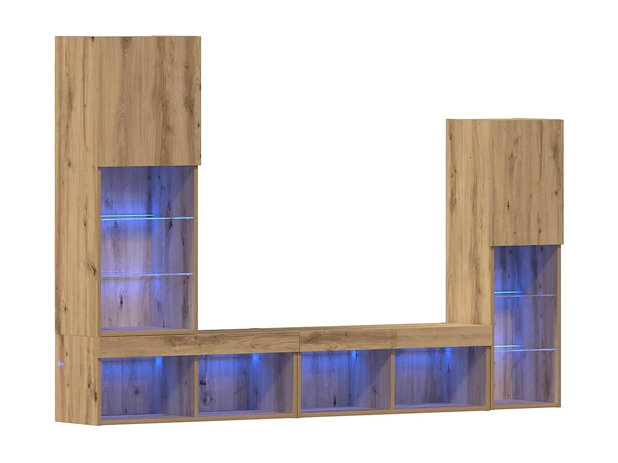 Meuble TV | Banc TV | Armoire TV avec lumières LED Chêne artisan 40.5x30x102 cm