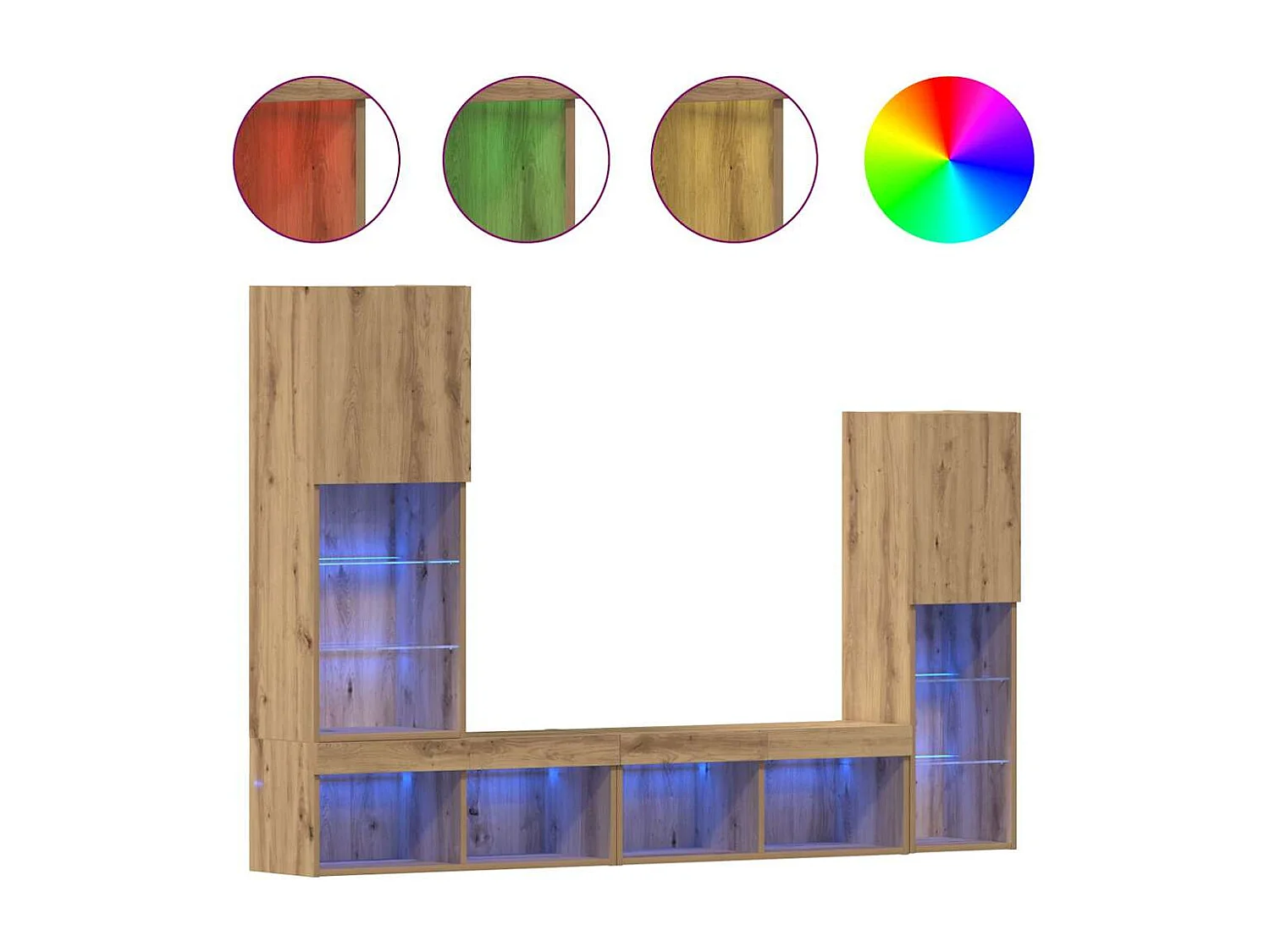 Meuble TV | Banc TV | Armoire TV avec lumières LED Chêne artisan 40.5x30x102 cm