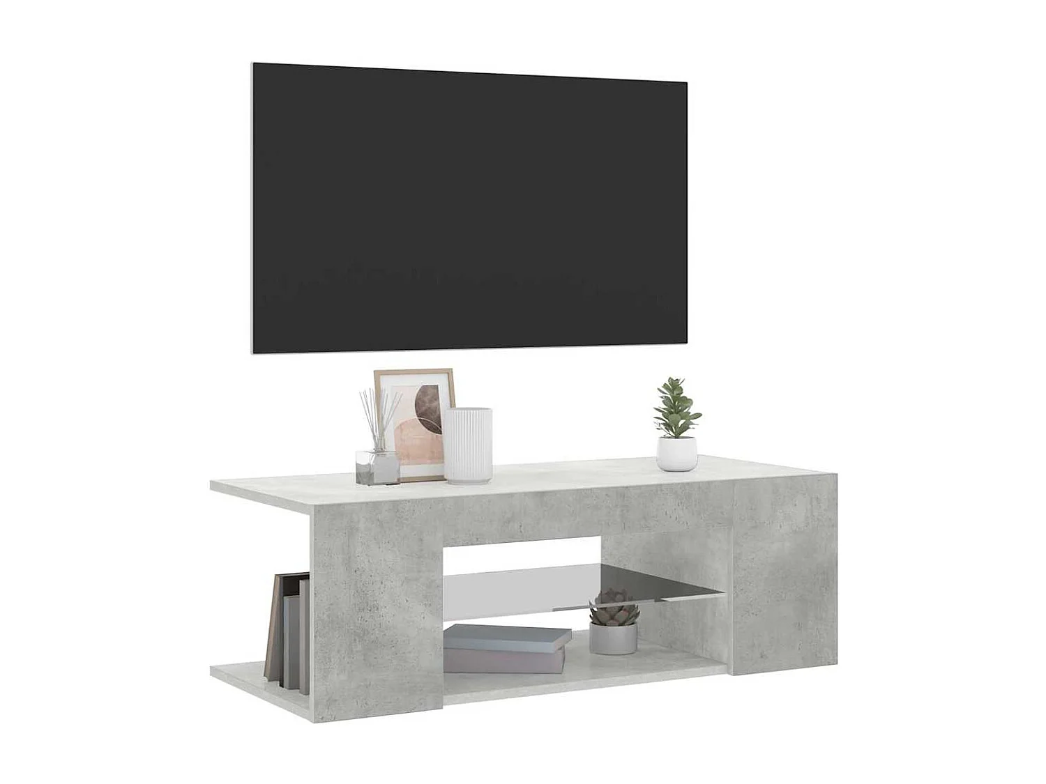Mueble de TV | Mueble de salón con luces LED gris hormigón 90x39x30 cm