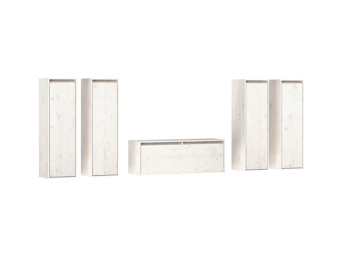 muebles para TV  | Gabinetes de TV |  Muebles de salón 5 piezas madera maciza de pino blanco